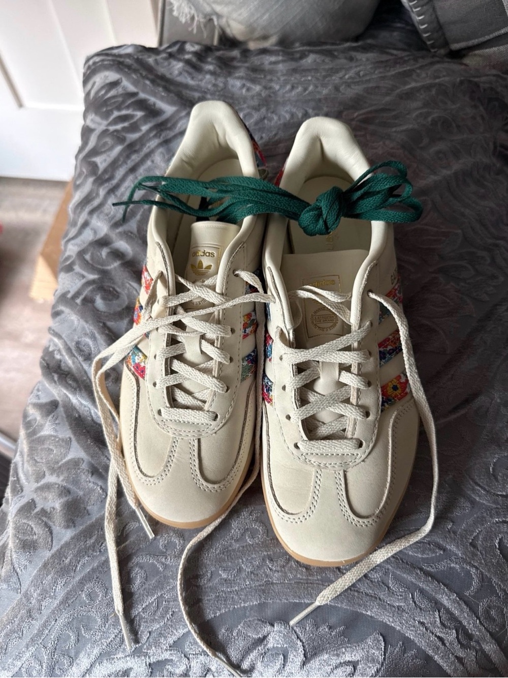 adidas Liberty London Women’s Cream Sneakers with Multicolor Floral Stripes